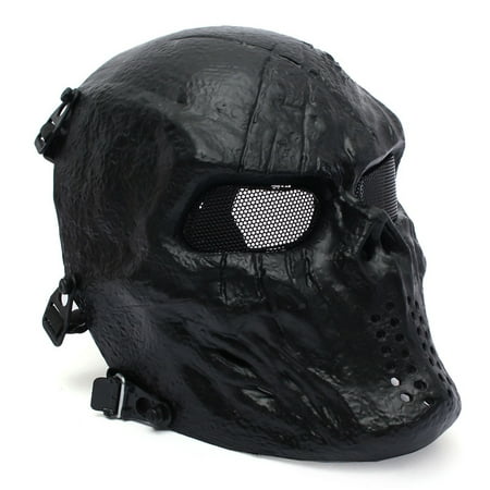 Elfeland Tactical Gear Airsoft Mask Overhead Skull Skeleton Safety Guard Face Protection Outdoor Paintball Hunting Cs War Game Combat Protect for Party Movie Props Sports (Best Airsoft Face Protection)