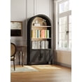 thumbnail image 3 of HIUU Black Arched Bookcase,Wooden 3 Tier Bookshelf,Rounded Black Bookshelf,Arched Kitchen Pantry Cabinet,Tall Display Cabinet for Living Room,Dining Room, 3 of 9