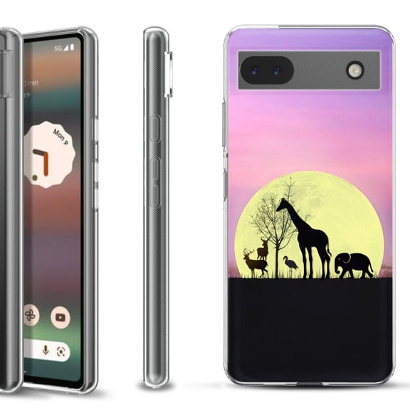 Slim-Fit Gel TPU Phone Case for Google Pixel 6a, by OneToughShield ® - Moonlight Safari