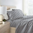 thumbnail image 3 of Noble Linens 4 Piece Pattern Microfiber Bed Sheets Set, Floral Dream Navy, Twin, 3 of 8