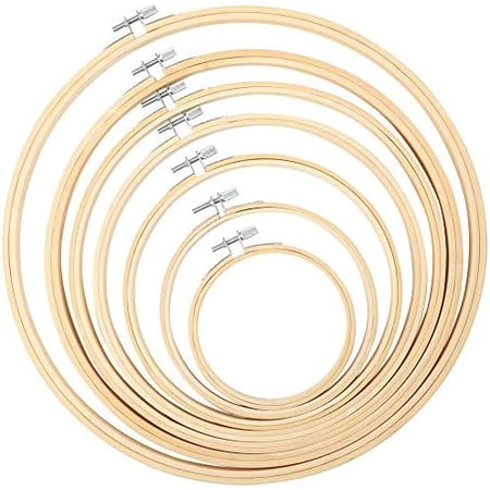 7 Pieces 7 Sizes Embroidery Hoops 4 inch to 12 inch Bamboo Circle Cross Stitch Hoop Rings for Craft Sewing and Ornaments