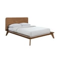 thumbnail image 3 of Walnut Full Size Platform Bed Frame - Solid Wood & Veneer, Mid-Century Modern Bedroom Furniture, Mattress Ready, 57.5"W x 80"D, Tapered Legs, 3 of 6
