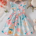 thumbnail image 2 of SGMVNU Toddler Girls Dresses Ruffle Flutter Sleeve A-line Dress Dress Size 6 Bowknot Party Princess Summer Sundresses(Size 12-24 Months,2-Light Blue), 2 of 4