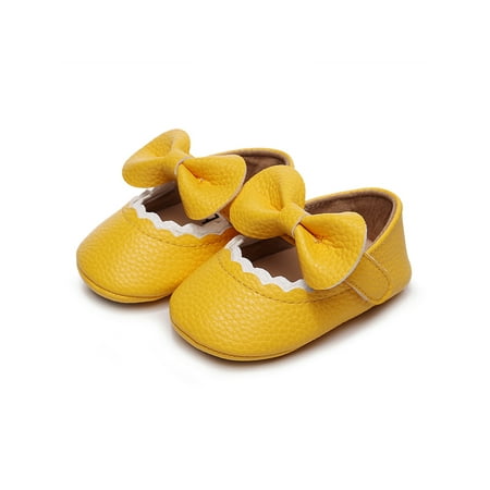 

Eloshman Toddler Flats First Walker Dress Shoes Soft Sole Mary Jane Wedding Breathable Prewalker Princess Shoe Cute Yellow 6C