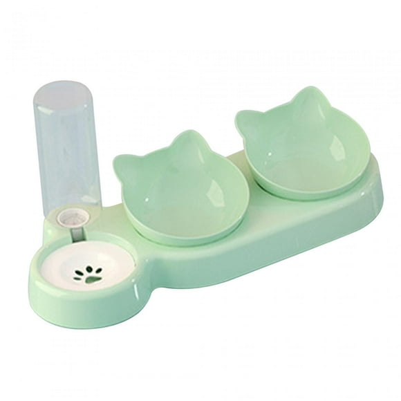 3 en 1 Tazón de gato Tazones alimentando platos de alimentación de mascotas desmontables fáciles de limpieza para Verde