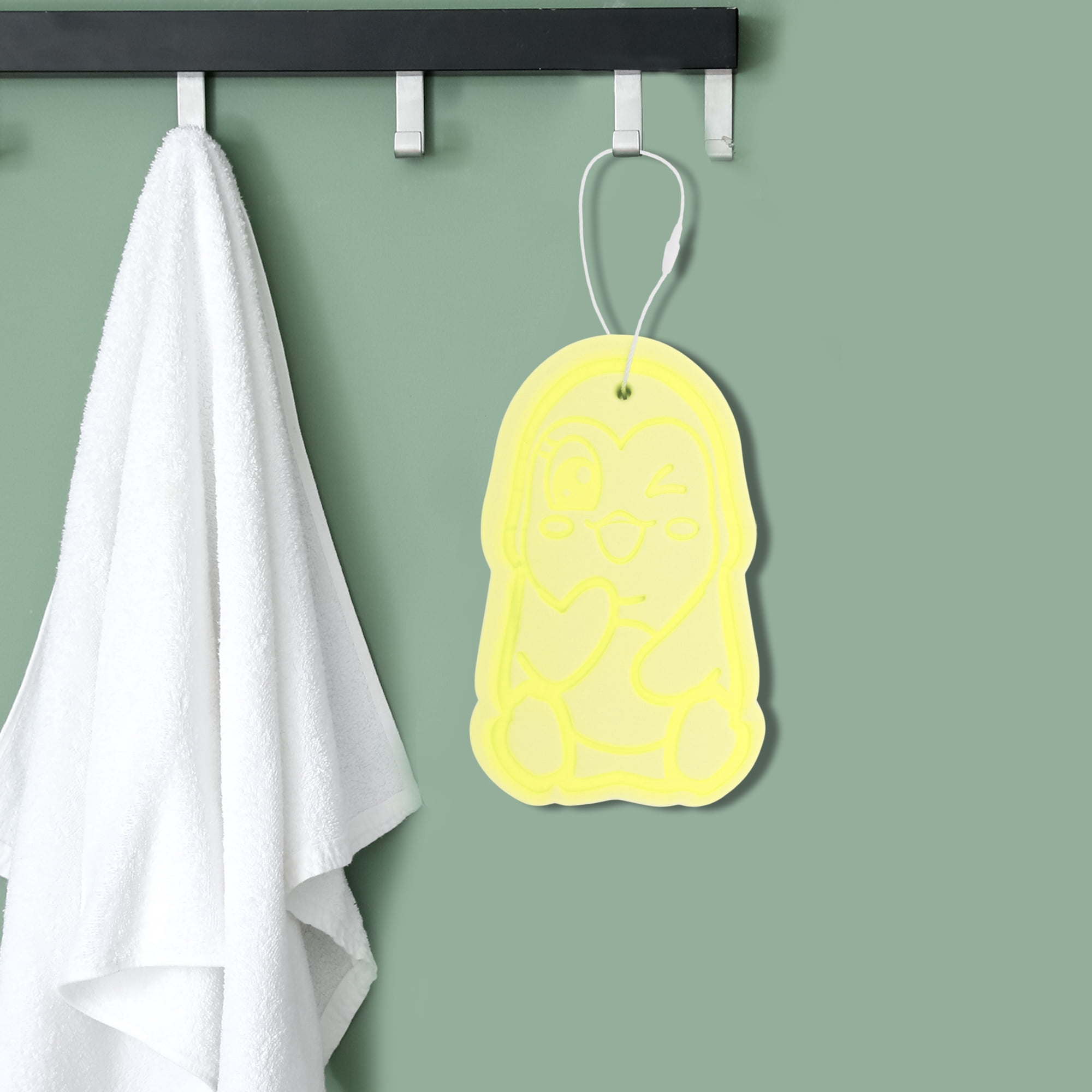 Unique Bargains Cute Penguins Pattern Bath Sponge Body Scrubber 1 Pc Yellow
