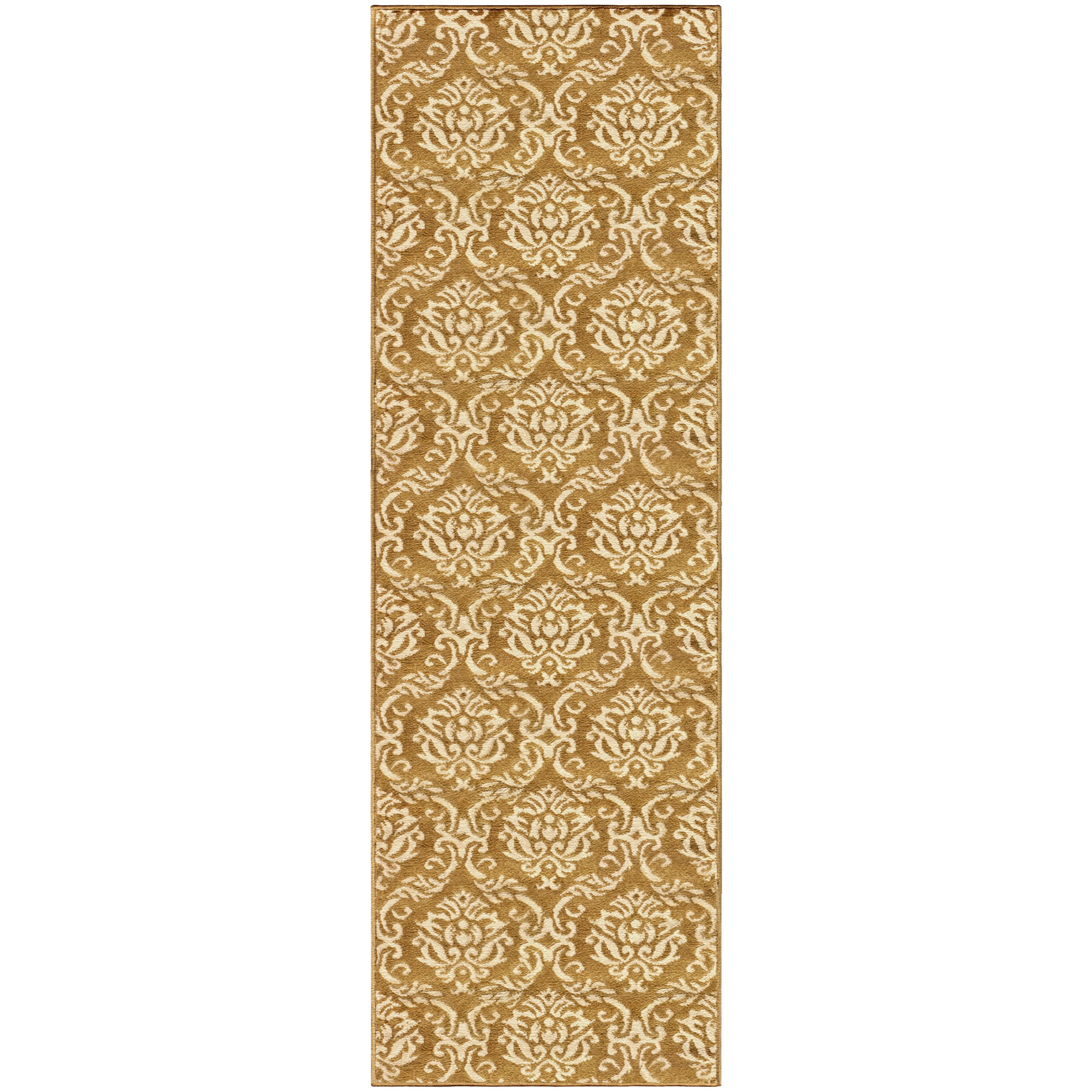 Fleur Vintage Baroque Damask Area Rug Gold / 2.6 ft. x 8 ft. Walmart