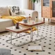 thumbnail image 3 of Juego de mesa de centro de ratán nórdico, combinación de vidrio de madera maciza de acero inoxidable, mesas de madera de estilo Simple moderno, 3 of 4