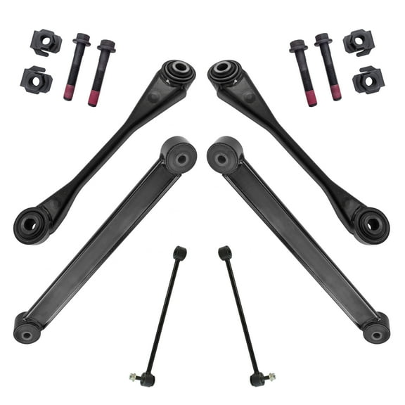TRQ 6 Piece Rear Suspension Kit Upper & Lower Control Arms Sway Bar End Links PSA66375