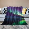 thumbnail image 2 of Pratyus Aurora Borealis Mountains Lake Print Flannel Throw Blanket All Seasons Comfort Long-lasting Gift 60x80in, 2 of 6