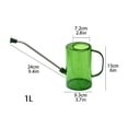 thumbnail image 3 of Small Indoor Watering Can, Clear Plastic, 1L Capacity, Stainless Steel Long Spout, Measuring Marks, Handle, Indoor Gardening, Container Gardening, Gray, 1 Pc, Plant Waterer, 3 of 5