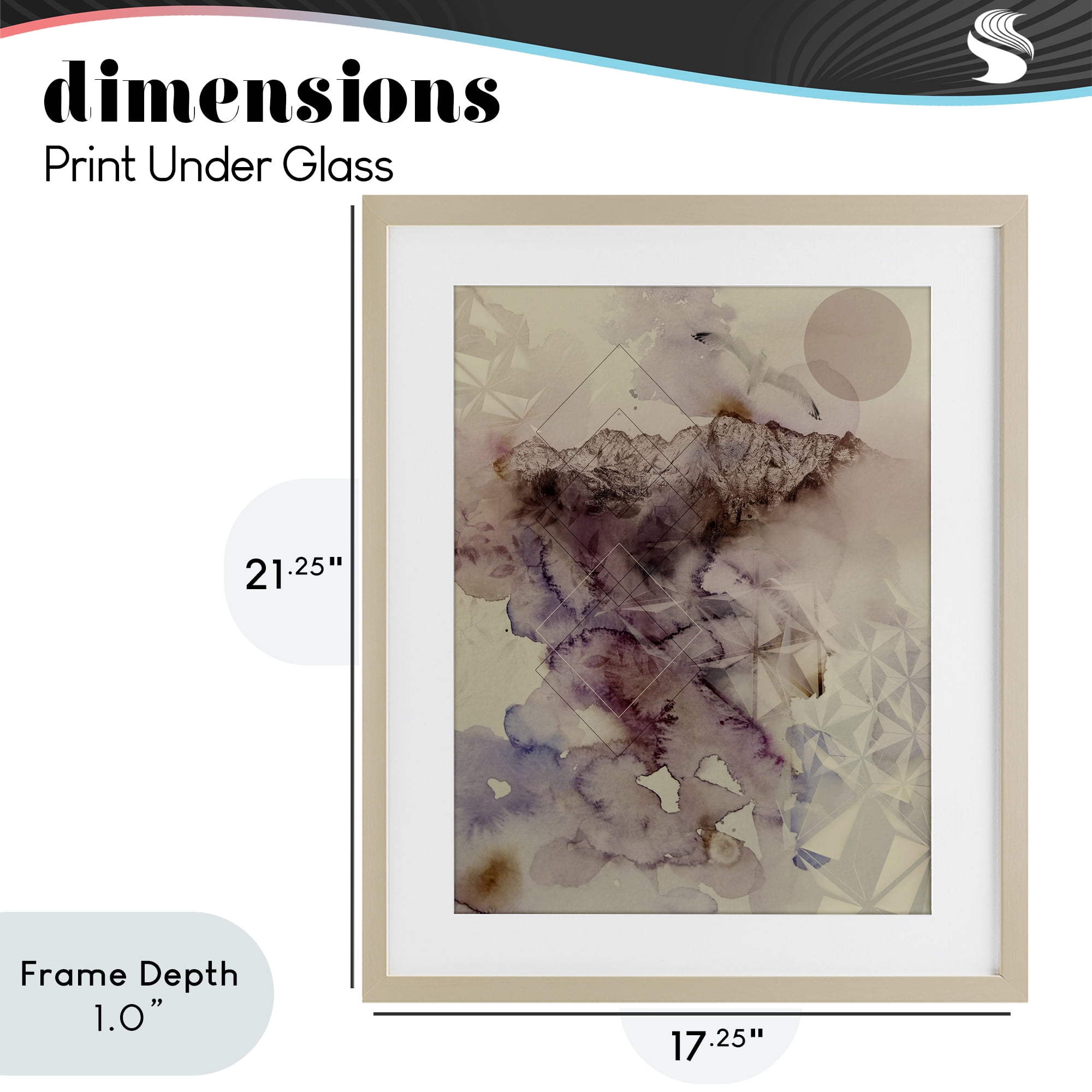 Stupell Industries Dust Abstract with Geometrics Birch Framed Print Under Glass, design by Gemma Bardot