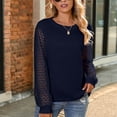 thumbnail image 5 of BLVB Women's Fall Knitted Tops Round Neck Long Sleeve Hollow out Trendy Blouse Casual Loose Ladies Going out Shirts, 5 of 5