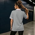 thumbnail image 3 of Polo Shirts for Women Summer Collared V Neck Short Sleeve Shirts Dressy Casual Button Down Lightweight Side Split Golf Shirt, L, 3 of 4