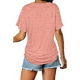 thumbnail image 5 of SHIBEVER Summer T Shirts for Women Tops V Neck Shirts Casual Short Sleeve Tunic Trendy Dolman Side Shirring Shirts Blouses Loose Tee Solid Color Cute Pink Size XL, 5 of 9
