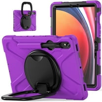XYX Case for Samsung Galaxy Tab S9 FE X510/Tab S9 X710/Tab S8 X700/Tab S7 T870 11 inch, 360 Degree Rotating Hand Grip Shockproof Cover with Shoulder Strap, Purple