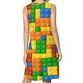 thumbnail image 2 of Building Blocks Construction Brick Spring Summer Dresses for Women Fashion T-shirt Dress Casual Sleeveless Loose Sundress with Pockets, 2 of 5