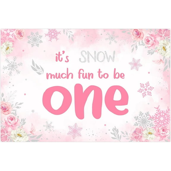 7x5FT Snowflake 1st Birthday Backdrop for Girls Pink It's Snow Much Fun to Be One Photography Background Winter Onederland 1st First Birthday Party Decorations Banner Photo Booth Props