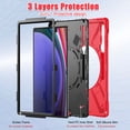 thumbnail image 7 of Case for Samsung Galaxy Tab S10 Ultra/S9 Ultra/S8 Ultra 14.6 inch, 360 Degree Rotating Hand Grip Shockproof Cover with Shoulder Strap, Red, 7 of 7