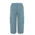 thumbnail image 5 of Women's Cargo Capris Hiking Pants - High Waist, Drawstring, Loose Fit, Capri Length, Pockets, Casual Summer Sweatpants, 5 of 5
