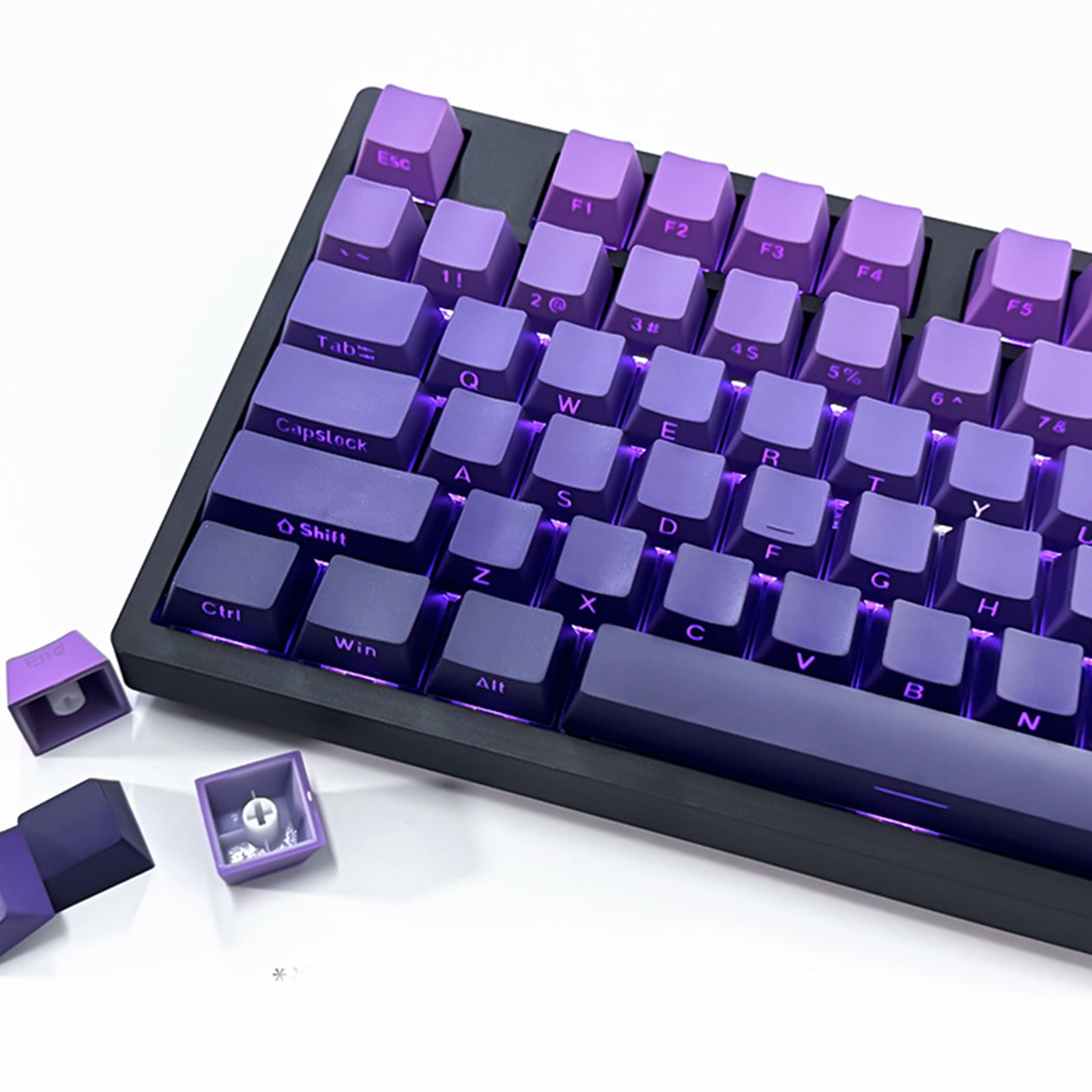 Purplee Gradients Keycaps 134Keys Double Shot Side Print Backlit Keyset, Dye Sublimation, Widely for 60 80 61 64 68 75