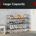 thumbnail image 5 of Sakugi 3-Tier Shoe Rack, Sturdy Shoe Organizer, Shoe Shelf Holds up to 16 Pairs of Shoes, Assembled Length, 28 in, Brown, 5 of 5