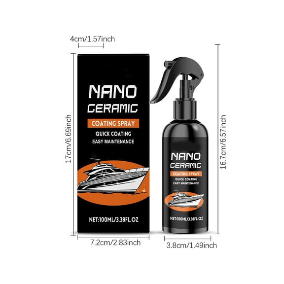 Nano Ceramic Coating Spray for Multi-Surface Protection,Delivers Long-Lasting Shine & Durability,100ml Easy Application for Cars & Marine,Professional-Grade Hydrophobic Finish