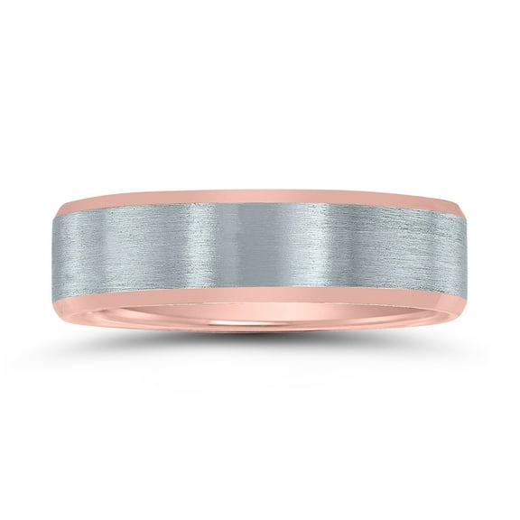 SZUL Women's 6mm Contemporary Two Tone 10K White and Rose Gold Wedding Band