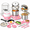 Pink, variant on 22Pcs Kids Kitchen Toy Accessories, Food-Grade Stainless Steel Kids Cooking Sets with Knife & Tools, Real Food Making Beginner Educational Toys