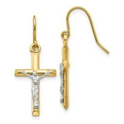 Lex & Lu 14k Yellow Gold Polished Crucifix Earrings LAL81948