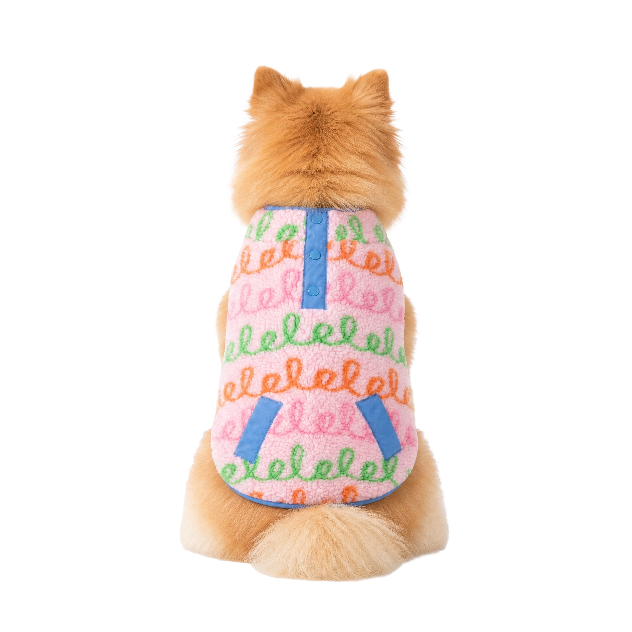 Oodles Curly Stripes Sherpa Fall Dog Jacket, Pink, Small