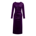 thumbnail image 4 of IROINNID Formal Dress for Women Wedding Guest Evening Party Formal Dress Strapless Solid Color Block Button Off The Shoulder Long Sleeve Jumpsuit Wide Leg Pants Rompers,Purple, 4 of 6