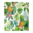 thumbnail image 1 of SIDONKU Flannel Throw Blanket Green Exotic Hawaiian Pineapples Tropical Palm Leaves and Flowers Soft for Bed Sofa and Couch 50x60 Inches, 1 of 1