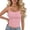 Pink, variant on QIUOMBBP Compression Tank Top for Women Scoop Neck Solid Spaghetti Strap Shirts Slim Fit Summer Casual Camisole Tops Black Free Size