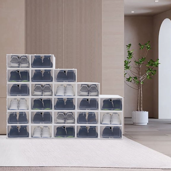 24Pcs Sneaker Shoes Box Large Plastic Shoe Rack Container Storage Organizer