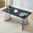thumbnail image 2 of 63"x31.5x30" Black Marble-Patterned Slab Dining Table with Stainless Steel Butterfly Legs.The tabletop is designed to be scratch and heat resistant.Slabs Tabletop,Stainless Steels Legs.W1151S01897, 2 of 8