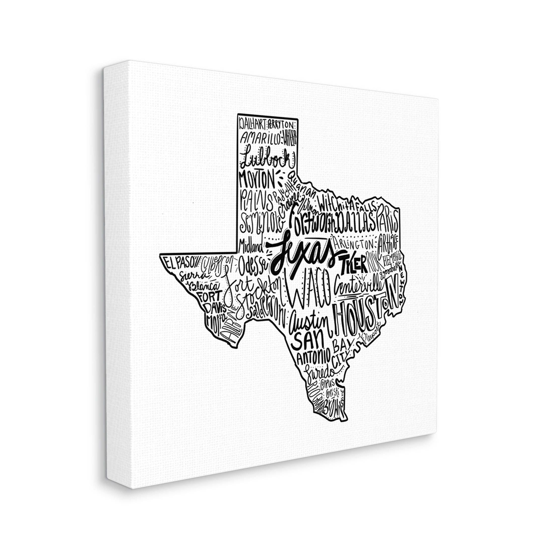 Stupell Industries Texas State Typography Graphic Art Gallery Wrapped Canvas Print Wall Art, Design by The Saturday Evening Post