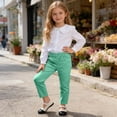 thumbnail image 3 of ZACPNCV Girls Skinny Pants Solid Stretchy Casual Slim Fit Jegging for Kids Summer Lightweight School Trousers, 3 of 8