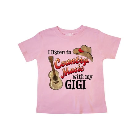 

Inktastic I Listen to Country Music with my Gigi Guitar and Hat Gift Toddler Boy or Toddler Girl T-Shirt