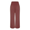 thumbnail image 5 of vigerkar Women Summer High Waisted Cotton Linen Palazzo Pants Wide Leg Long Lounge Pant Trousers with Pocket Brown, XL, 5 of 7