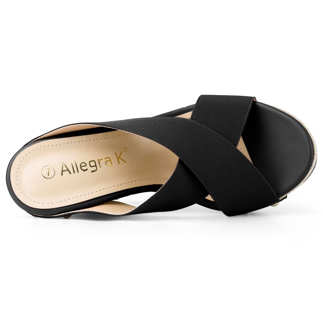 DARING DIVA Women's Stylish Open Toe Linen Platform Slide Wedge Sandals Black 10