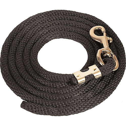 Horse Tack Black/WHITE Braided Rag Lead Rope with Chrome Snap 