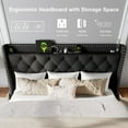 thumbnail image 4 of Feonase King Size Bed Frame with Luxury Wingback and Fast Charging Station,Upholstered King Button Tufted Storage Headboard Platform Beds, Wooden Slats Support, Noise-Free, Easy Assembly,Matte Black, 4 of 7