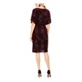 thumbnail image 2 of 28TH & PARK Womens Burgundy Floral Short Sleeve V Neck Knee Length Evening Tulip Dress 14, 2 of 4