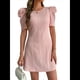 thumbnail image 1 of Vestido de Verano para Mujer, con Volantes, Mangas , Cuello en V, Suelto, Color Liso, Rosa M, 1 of 10