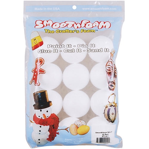 Smooth Foam Balls, 12pk, White