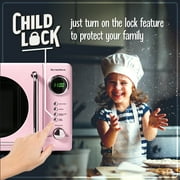 Nostalgia 0.7 cu ft Retro Microwave Oven, 700W Countertop Microwave Oven with LED Display, Pink