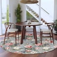 thumbnail image 3 of Round Area Rugs Collection 6 Ft, Vintage Spring Floral Non-Slip Residential Carpet, Summer Botanical Watercolor Indoor Crawling Mats Runner Rugs for Living Room/Dining Room/Bedroom, 3 of 8