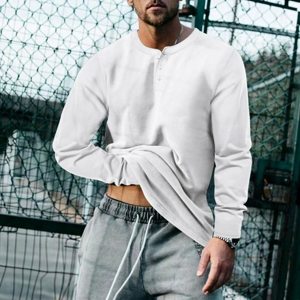 pstuiky camisa de manga larga para hombre, Sudadera con capucha para hombre, color liso, para correr al aire libre, manga larga, cuello redondo, para hacer ejercicio camisetas de hombre xl