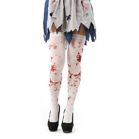 White Blood Stained Stocking Zombie Halloween Fancy Dress Costumes Party Accessories